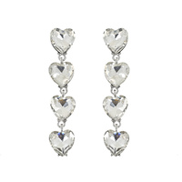 4-TIER CRYSTAL RHINESTONE HEART SHAPED EARRINGS